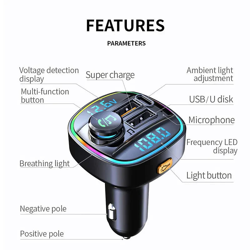 Your Music, Your Way: Bluetooth 5.0 FM Transmitter for Every Journey!