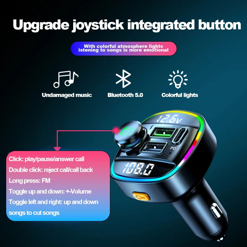 Your Music, Your Way: Bluetooth 5.0 FM Transmitter for Every Journey!